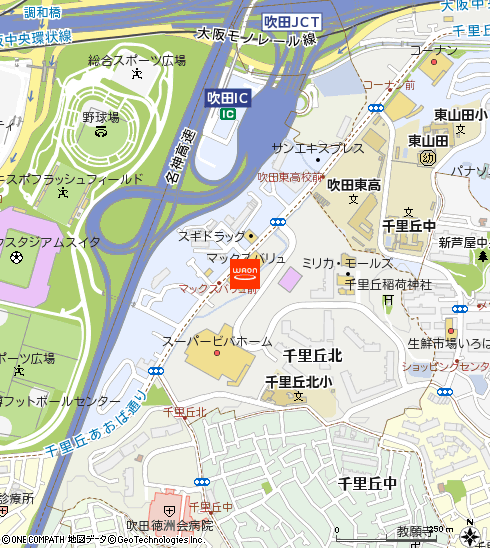 マックスバリュ吹田千里丘店付近の地図